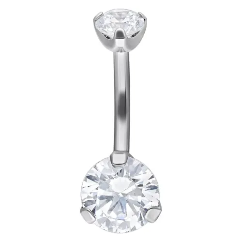 Bananabell argentato con cristalli chiari su sfondo bianco