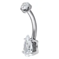 Banana Bell in argento con cristallo chiaro, lunghezza 10 mm, su sfondo bianco
