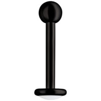 Piercing Labret nero in titanio con filettatura esterna su sfondo bianco