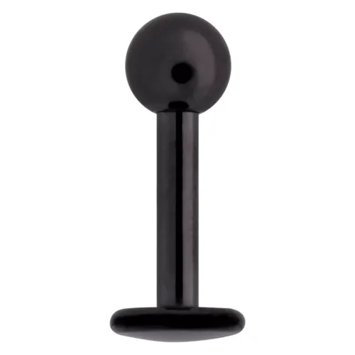 Schwarzer Titan Labret auf weißem Hintergrund, vertikal aufgestellt