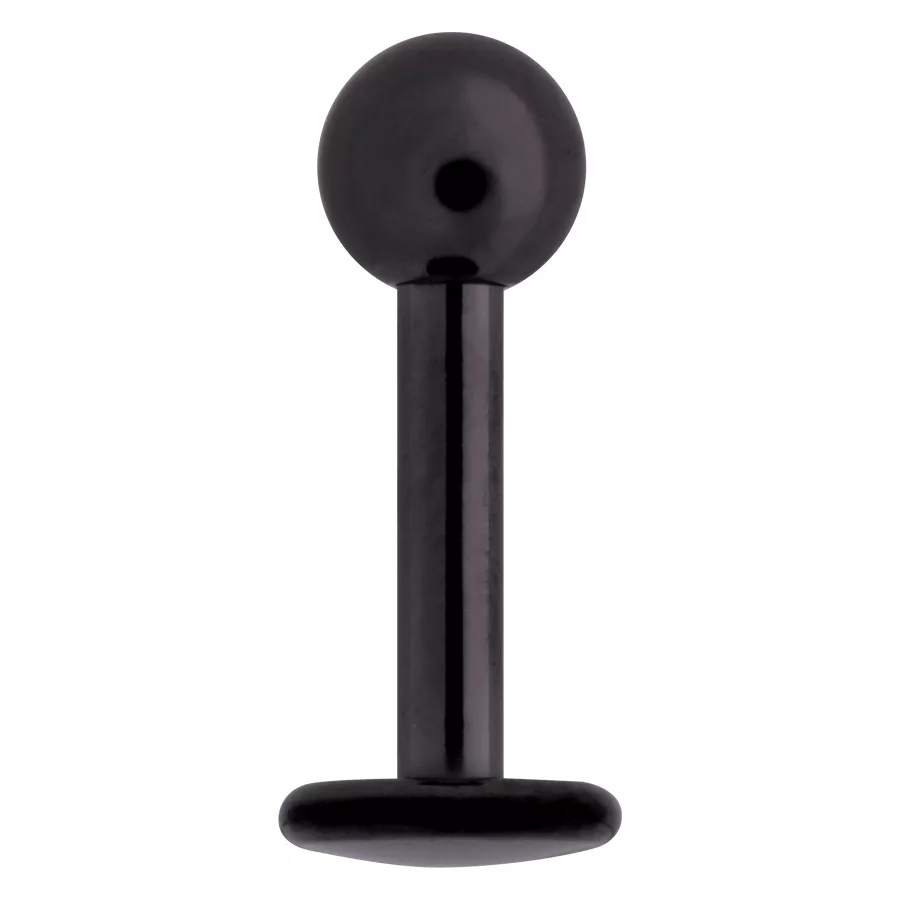 Schwarzer Titan Labret auf weißem Hintergrund, vertikal aufgestellt