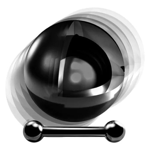 Barbell Piercing nero in titanio con sfera su sfondo bianco