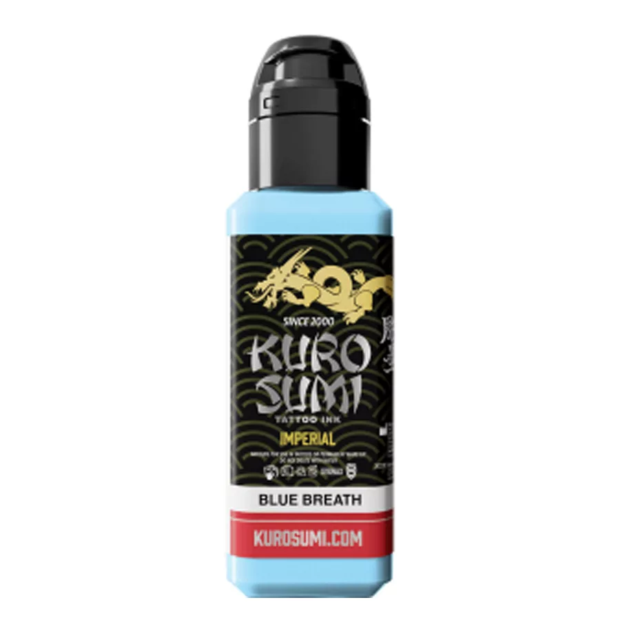 Kuro Sumi Imperial Blue Breath Tattoo Inchiostro Bottiglia di Kuro Sumi Imperial Blue Breath Tattoo Inchiostro su sfondo bianco
