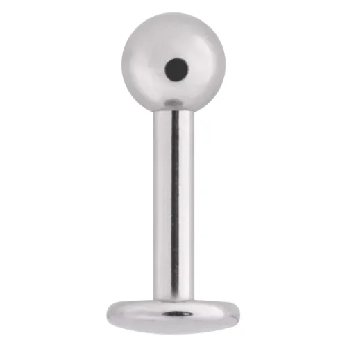 Labret aus silbernem Chirurgenstahl auf weißem Hintergrund