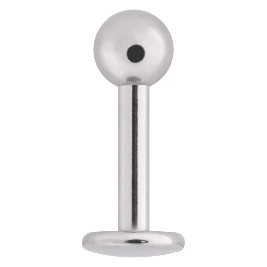 Labret aus silbernem Chirurgenstahl auf weißem Hintergrund