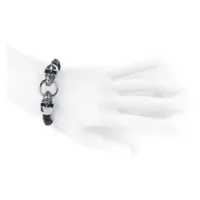 Schwarzes Lederarmband mit Totenkopfdetails