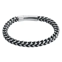 Bracciale nero e argento in nylon e acciaio chirurgico 316L