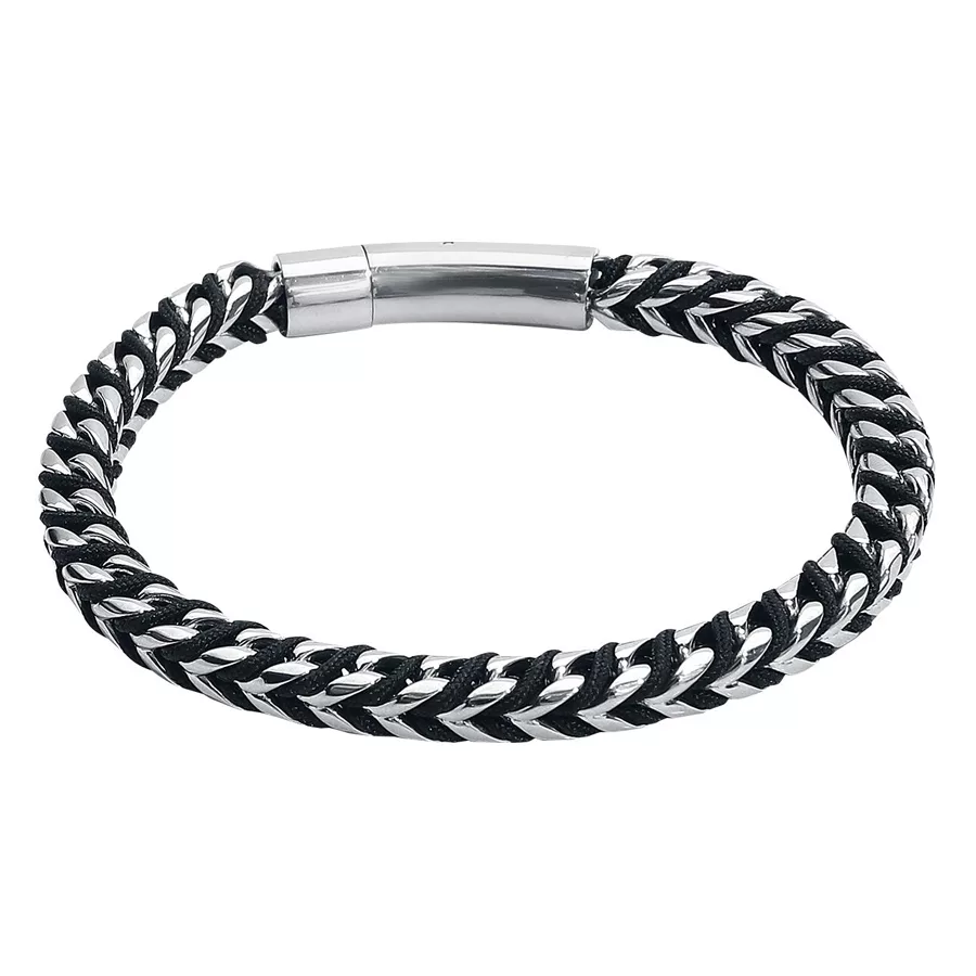 Bracciale nero e argento in nylon e acciaio chirurgico 316L