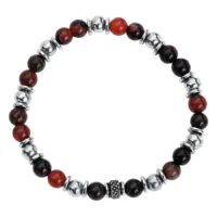 Bracciale unisex in acciaio chirurgico con pietre rosse e nere su sfondo bianco