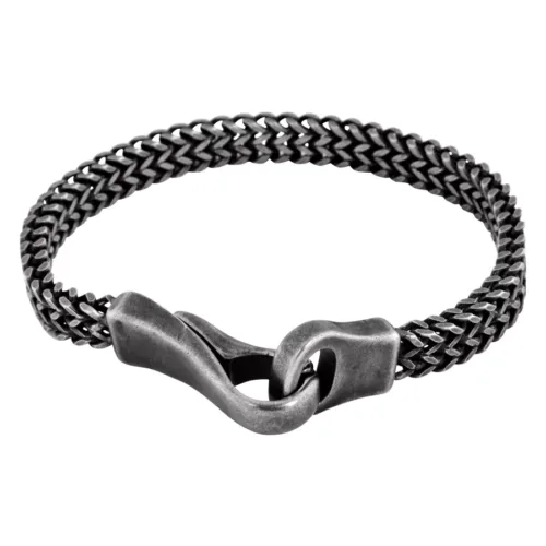Bracciale nero in acciaio chirurgico con finitura opaca su sfondo bianco