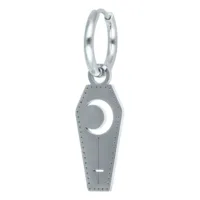 Orecchini in argento con design a bara e motivo lunare su sfondo bianco