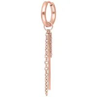 Orecchini in oro rosa con pendente a catena su sfondo bianco