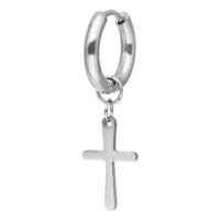 Orecchini argento con pendente a croce rotonda su sfondo bianco