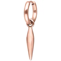 Orecchini in oro rosa con pendente a proiettile lucido su sfondo bianco