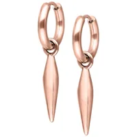 Orecchini in oro rosa con pendente allungato su sfondo bianco