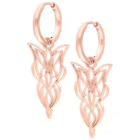 Orecchini in oro rosa con design delicato su sfondo bianco