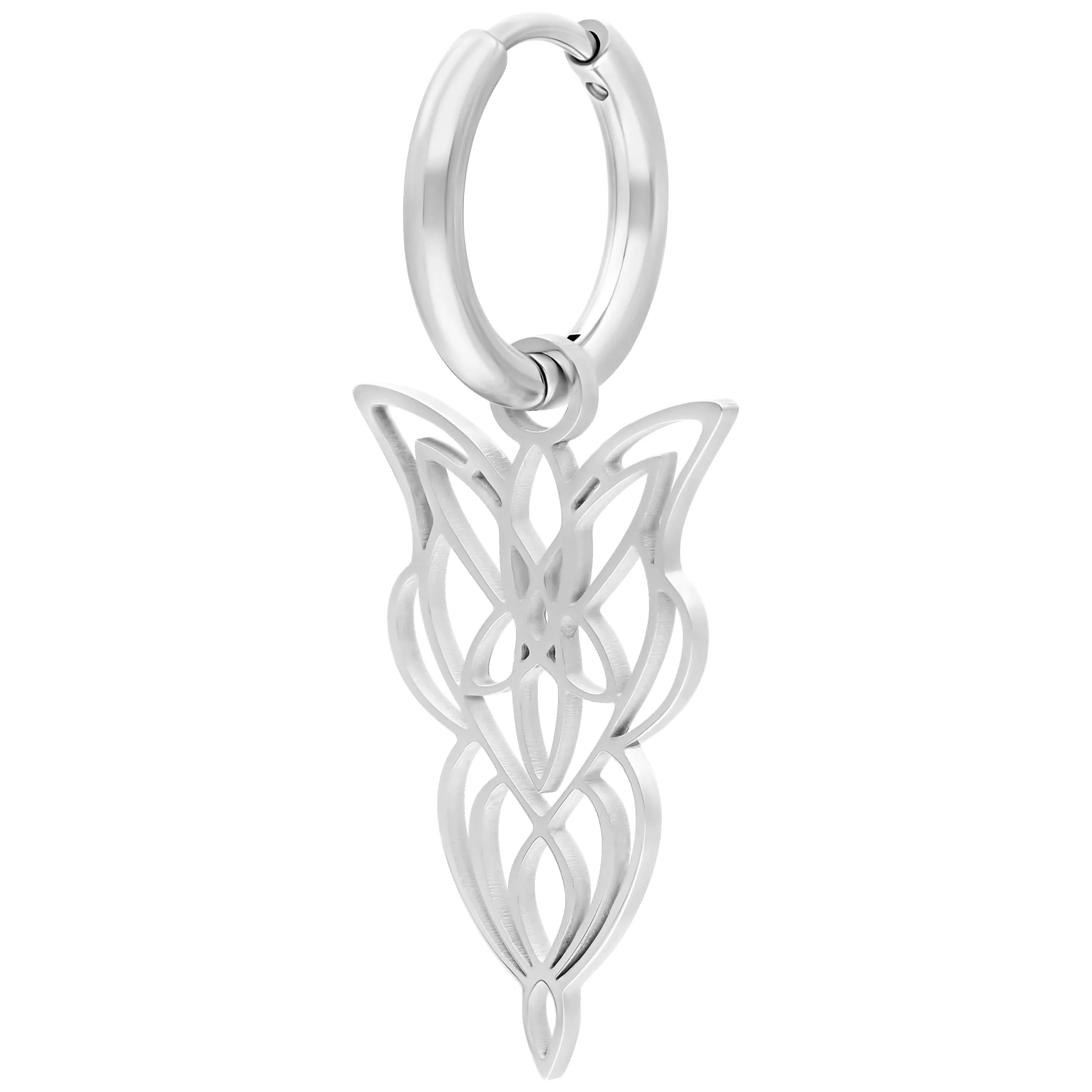 Orecchini Little Elves in argento con design delicato su sfondo bianco