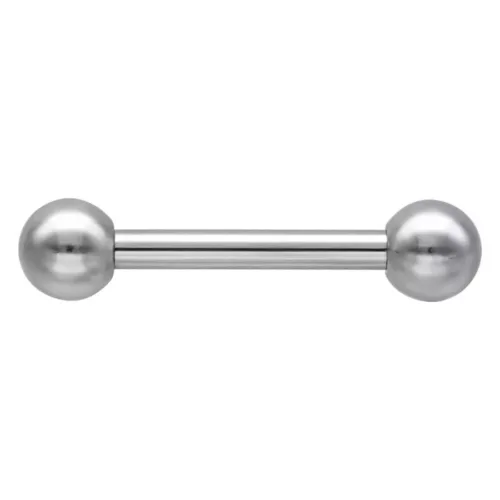 Barbell in argento con sfere lucide su sfondo bianco