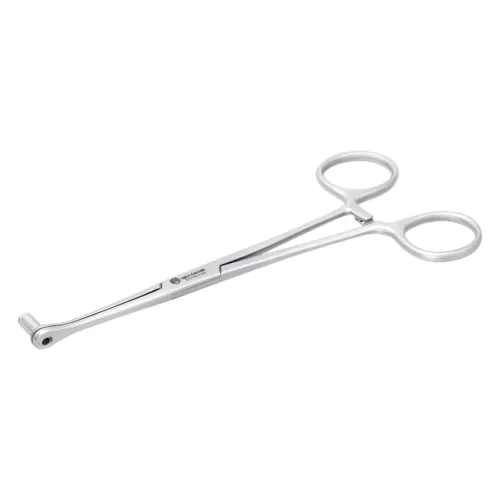 Strumento Septum Close End argento su sfondo bianco