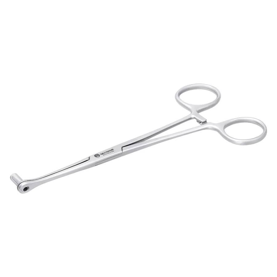 Strumento Septum Close End argento su sfondo bianco