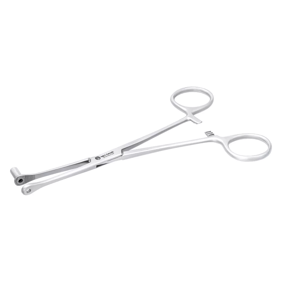 Strumento Septum Close End in argento su sfondo bianco