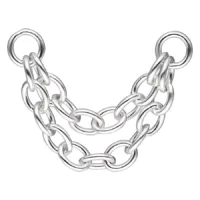 Doppia catena piercing argento, 15 mm, su sfondo bianco
