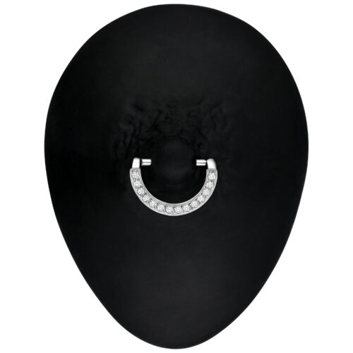 Clicker per capezzolo argento con cristalli scintillanti su sfondo nero