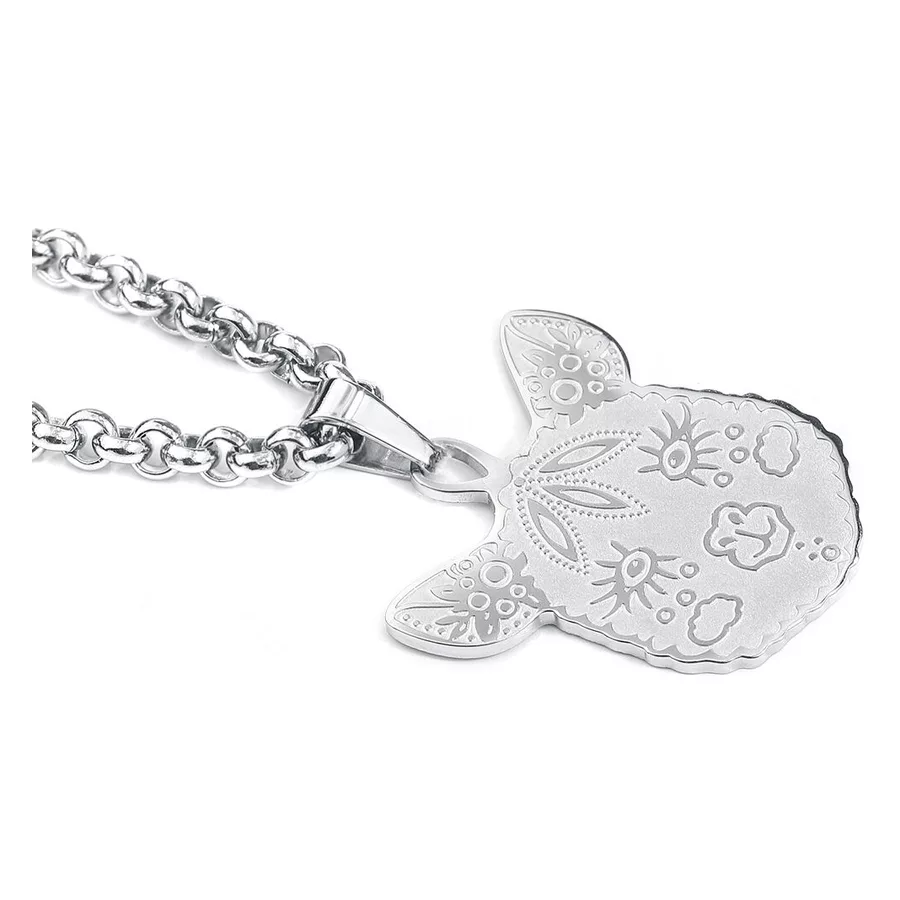 Collana Alpaca in argento in acciaio chirurgico 316L su sfondo bianco