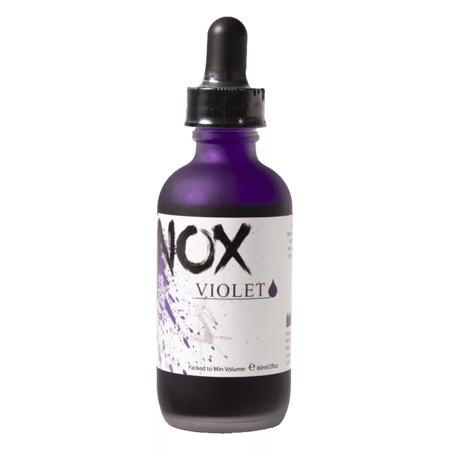 Tinta viola Hectograph in flacone da 60 ml con tappo nero su sfondo bianco
