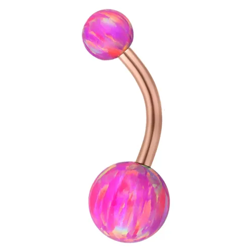 Bananabell in oro rosa con due opali color Bubble Gum