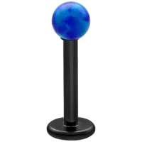 Labret in opale sintetico blu scuro con asta nera