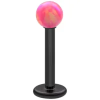 Labret in titanio nero con sfera opale Light Hot Pink da 5 mm su sfondo bianco