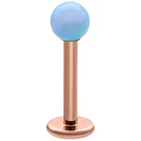 Labret in opale azzurro chiaro con asta in titanio oro rosa, lunghezza 5,0 mm