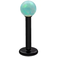 Labret in titanio nero con opale verde menta, lunghezza 5 mm