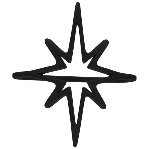 Anello Polar Star nero in acciaio chirurgico, misura 17 mm, su sfondo bianco