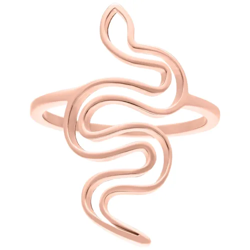 Anello a serpente in oro rosa, misura 17 mm su sfondo bianco