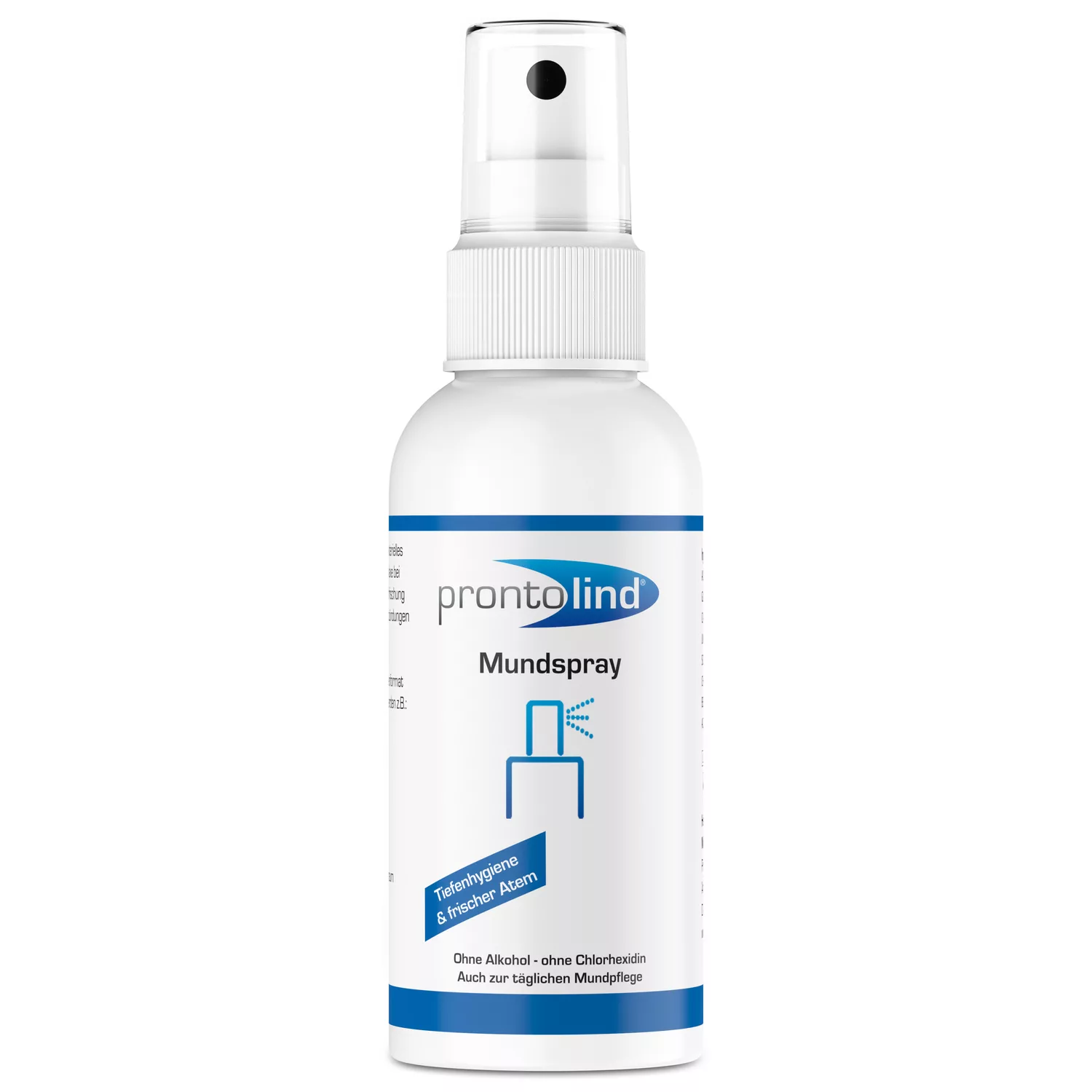 Spray orale bianco Prontolind 75 ml su sfondo bianco