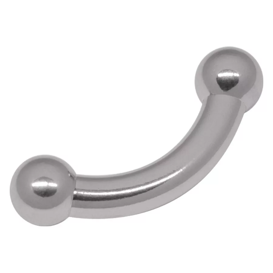 Banana Barbell Prince color argento con spessore di 5 mm e lunghezza di 18 mm su sfondo bianco
