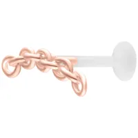 Labret Anchorchain in oro rosa con Push Fit, piastra da 5,0 mm su sfondo bianco