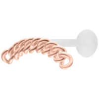 Chunky Chain Push Fit Labret in oro rosa con placca da 5,0 mm su sfondo bianco