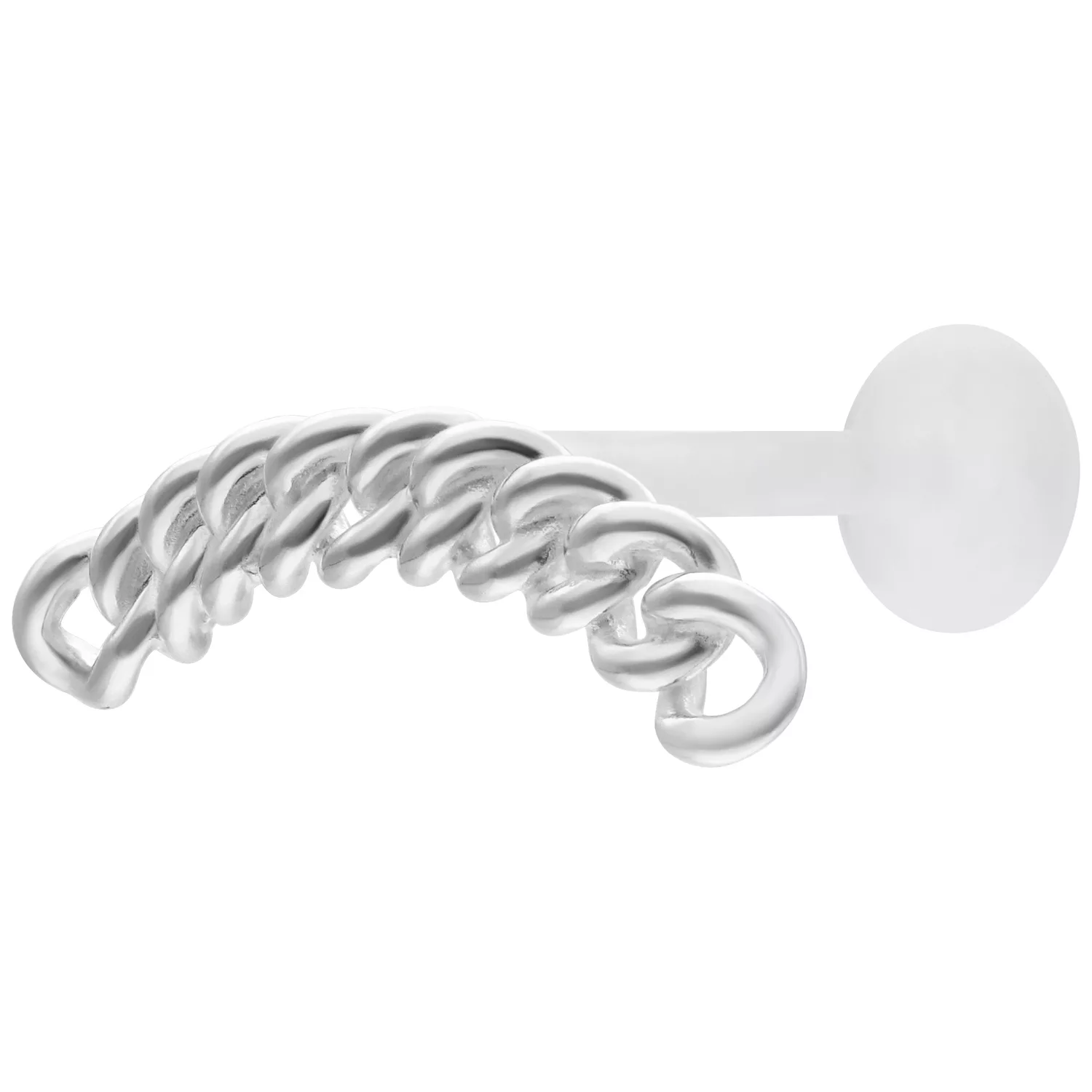 Silbernes Labret mit massiver Kettenglieder-Optik auf weißem Hintergrund