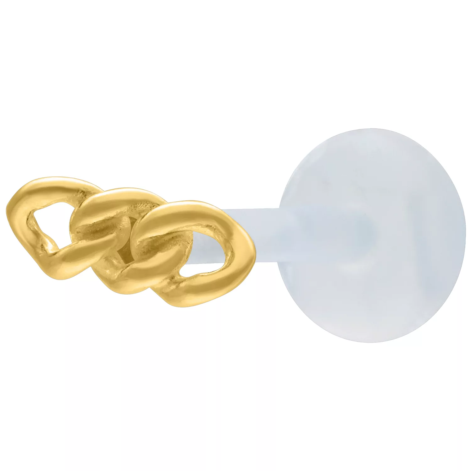 Labret dorato con design a catena su sfondo bianco