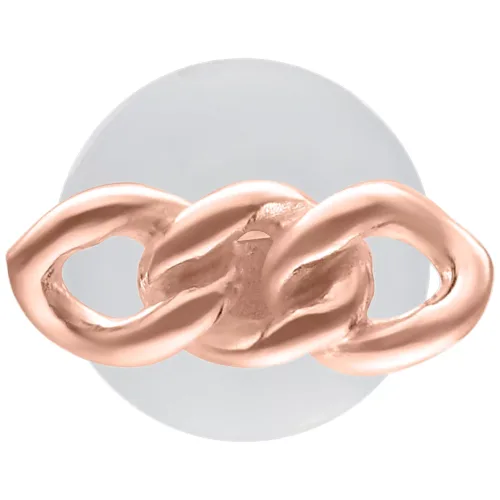 Labret in oro rosa con piccola catena, piastra da 5,0 mm, su sfondo bianco