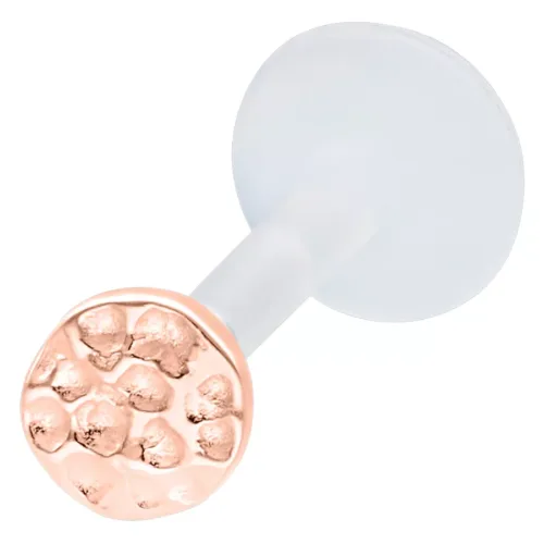 Labret con superficie martellata in oro rosa, lunghezza 11mm