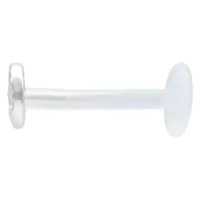 Labret in argento con inserto martellato rotondo su sfondo bianco