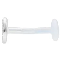 Labret in argento con cerchio martellato e asta trasparente su sfondo bianco