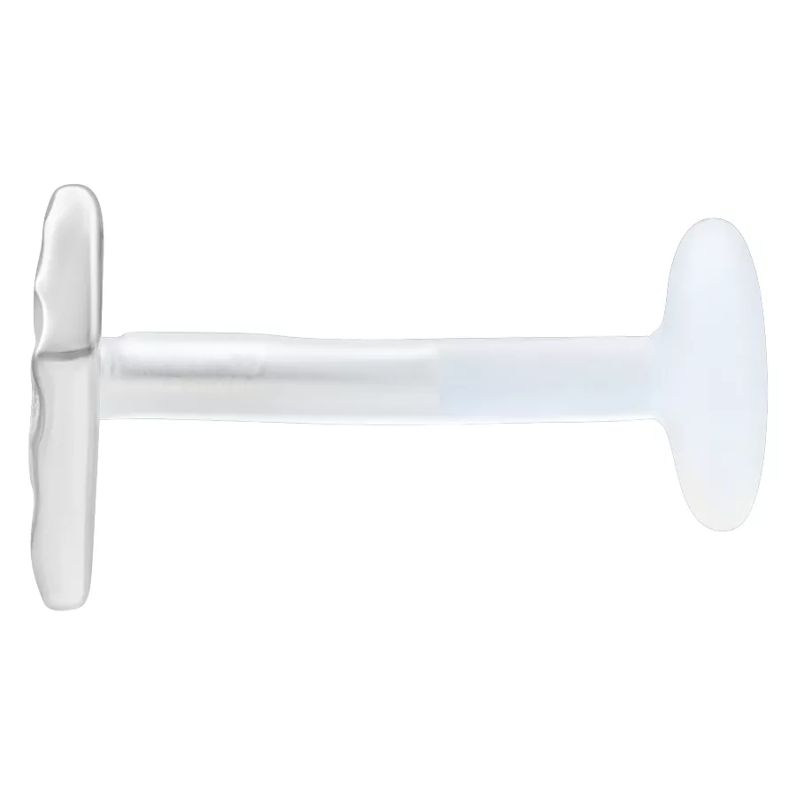 Labret romboidale argento con Push Fit, lunghezza 11 mm, su sfondo bianco