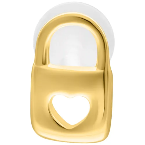 Labret Push Fit dorato, 5,0 mm lunghezza, motivo a cuore, sfondo bianco