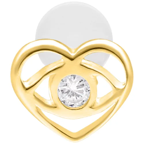 Labret piercing dorato con design a cuore e pietra lucente