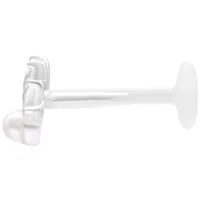 Labret color argento con perla su sfondo bianco